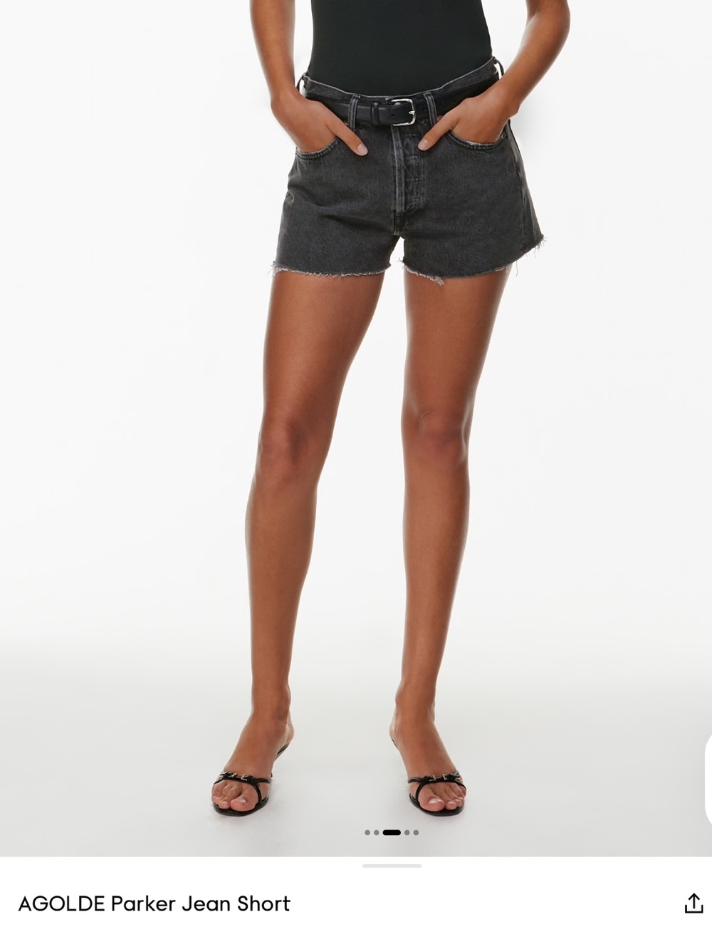 Agolde Parker High-Rise Washed Black Jean Shorts